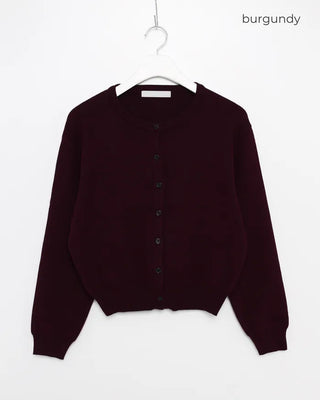 Wool round neck cardigan