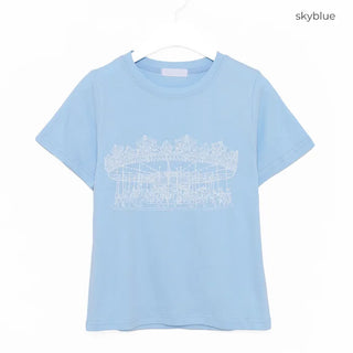 Merry-go-round print short-sleeved T-shirt