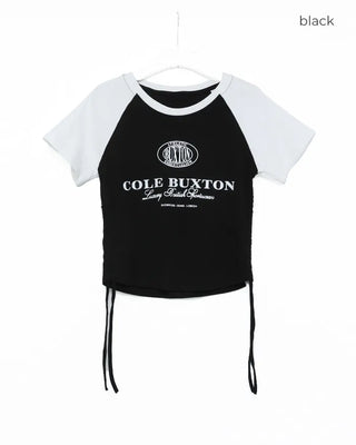 String lettering raglan short-sleeved T-shirt
