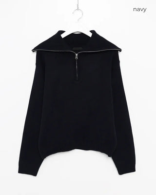 Big Collar Half-Zip Knit
