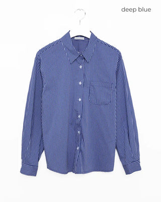 One-pocket gingham check shirt