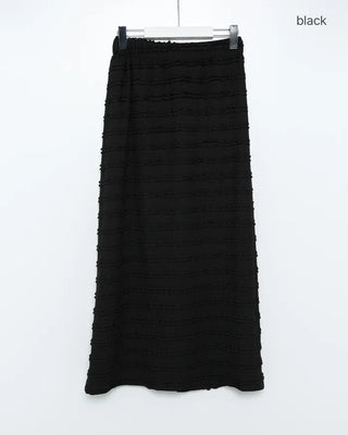 Frilled elastic waist long skirt