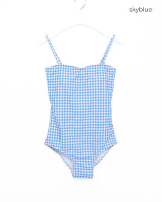 Gingham check one-piece swimwear
