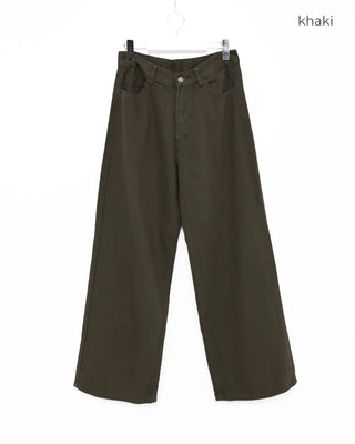 Cotton pants with back button detail