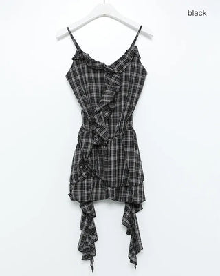 Frill Point Check Sleeveless Top