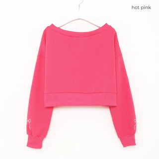Sleeve Ribbon Off-Shoulder Sweatshirt