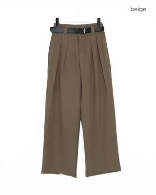 Double-pleated wide-fit slacks