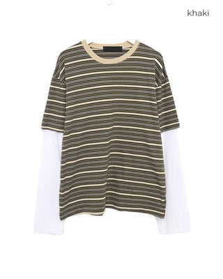 Striped layered long t-shirt