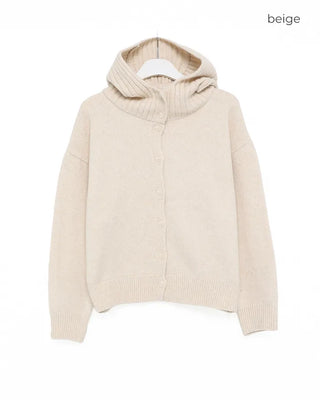Hooded button cardigan