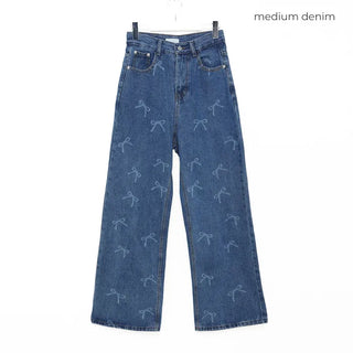 Ribbon Pattern Denim Pants