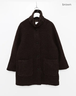 High-neck boucle coat