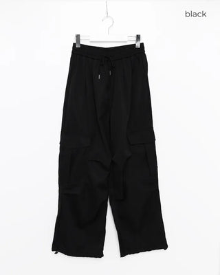 Wide Cargo Pants with Waist Cord