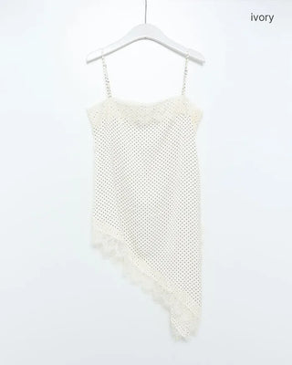 Polka Dot Lace Sleeveless Mini Dress