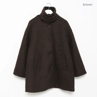 High-neck collar half coat