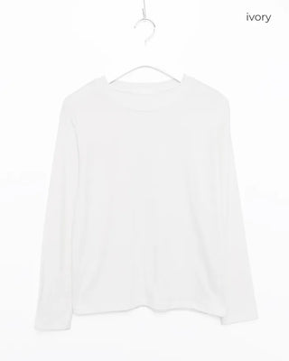 Simple brushed-back round neck long-sleeve T-shirt