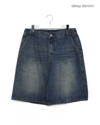 Washed Bermuda denim pants