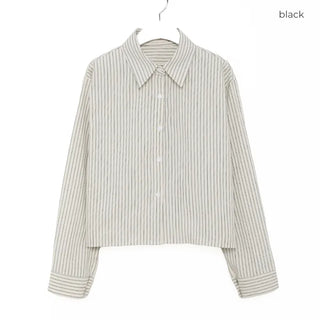 Striped long-sleeved cropped shirt
