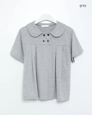 Star Double Button Round Neck Half T-Shirt