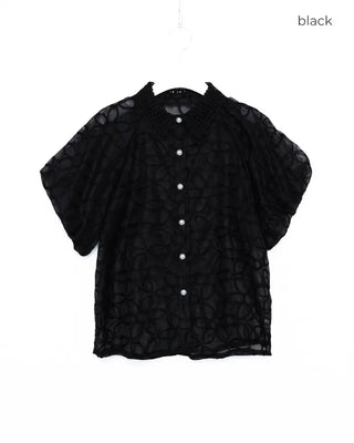 Lace Collar Flower Blouse