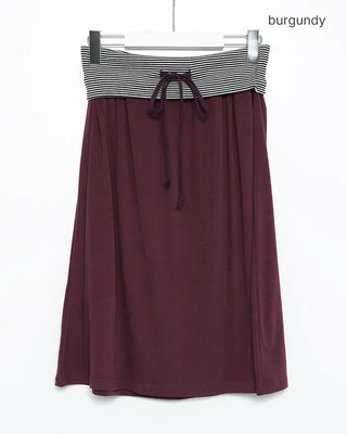 Bordered waist string midi skirt