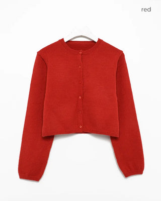 Round neck cropped spring cardigan