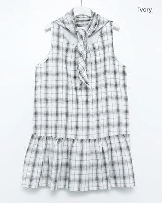 Scarf set check seersucker mini dress