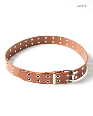 Double eyelet leather belt