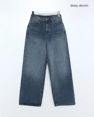 Washed denim wide-leg pants