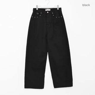 Pointed wide black denim pants