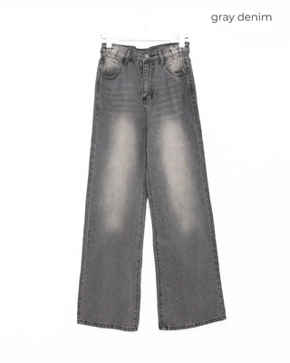 Washed denim pants