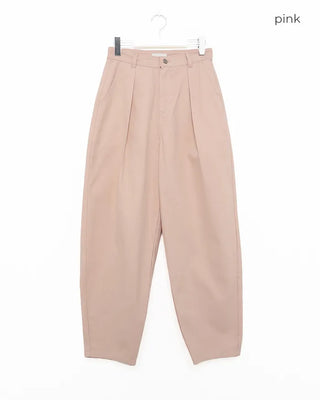 Pleated cotton wide-leg pants