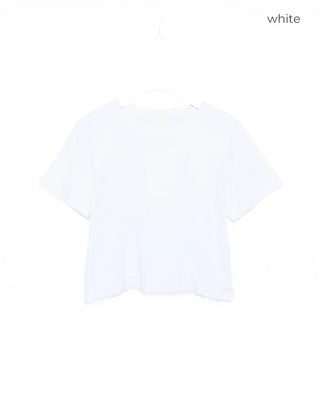 Basic semi-cropped half-length T-shirt