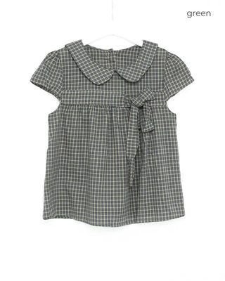 Cap puff sleeve ribbon flare blouse