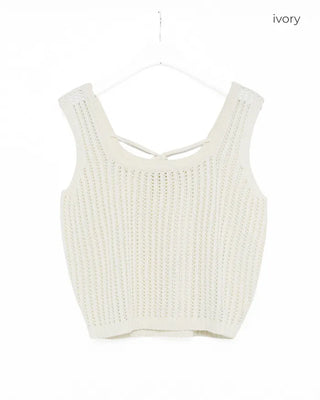 Perforated back ribbon knit sleeveless dress