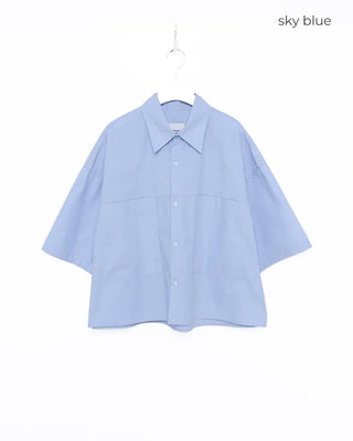 Big pocket half-sleeve cropped shirt