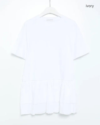 Frilled hem short-sleeve T-shirt