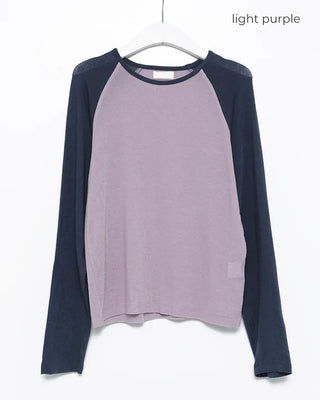 Two-tone raglan Tencel mix long-sleeved T-shirt