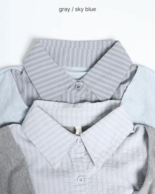Drape neck layered short-sleeved shirt