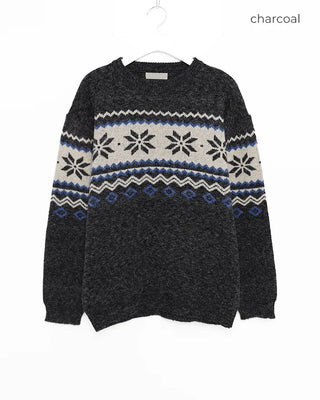 (Unisex) Snowflake Round Neck Knit