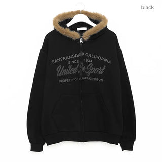 Lettering Hooded Zip-Up