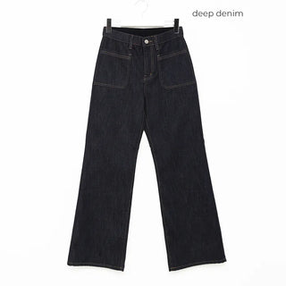 Pocket-stitched bootcut low-rise denim