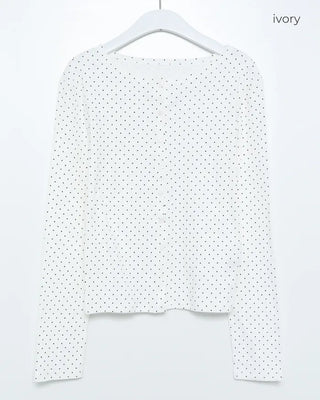 Round neck polka dot cardigan