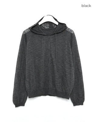 See-through hooded zip-up