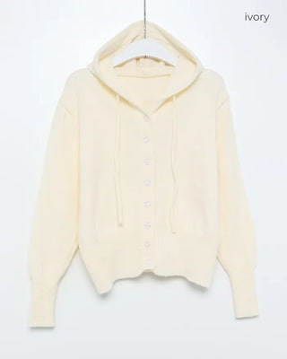 Wide Rib Hem Knit Cardigan Hoodie