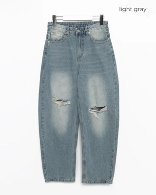 Knee-damaged vintage denim pants