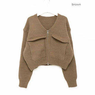 Flap zip cardigan