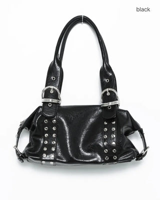 Double rivet belt leather tote bag
