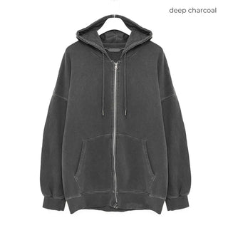 (Unisex) Pigment Line Point Hooded Zip-Up