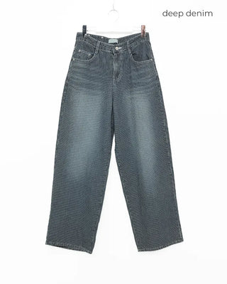 Wide striped denim pants