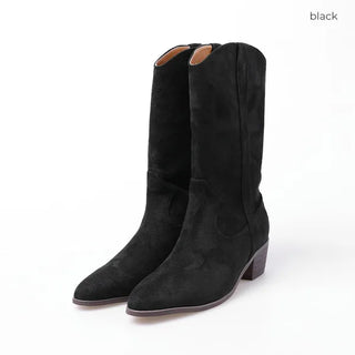 Suede pointed-toe half boots